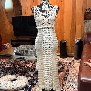 Zara Cream Crochet Maxi Dress